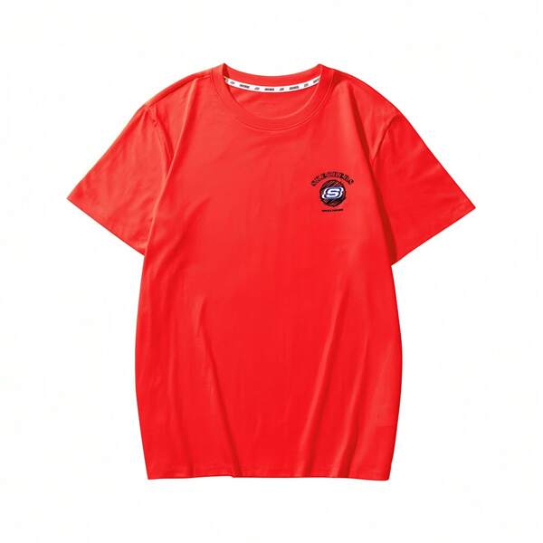 Skechers ESTILO DE VIDA Camiseta de manga curta de algodão puro com gola redonda casual simples