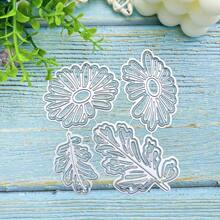 [Spring/Summer] 4pcs Daisy Embossing Metal Cutting Dies For Die Cutting Machines, Leaf Cutting Dies 3D Stamping Stencil For Decorative Embossing, Greeting Cards, Scrapbooking