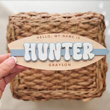 1 件定制波西米亚风木质和亚克力个性化名字标牌，3D 分层手工藤条墙面装饰，适用于托儿所或儿童卧室 - 婴儿洗礼、新生儿、女孩或男孩生日礼物 - 多色 - 查看 4