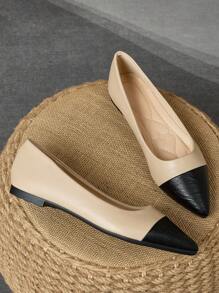 WHDXY Women's Flat Solid Color Slipper Shoes, Pointed Toe Work Office Commute Shoes, Comfortable All Season Flats - Khaki - View 4