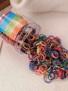 500pcs/Bottle Mini Colorful Elastic Hair Ties For Girls, Disposable, 0.6inch/1.5cm Small Size Suitable For Fine Hair Or Braiding Ponytail Holders Hair Elastics Hair Rubber Bands Scrunchies Hair Rope, Hair Bobbles