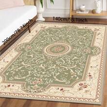 1pc Turkish Art Carpet, Crystal Velvet 700g/Sq.M, Dotted Bottom, 5mm Thickness. Machine Washable, Fade-Resistant Carpet, Anti-Slip . Suitable For Holidays And Any Space Including Hotel, Office, Sofa, Bedside, Kitchen, Laundry Room, Corridor, Porch, Staircase Mother's Day