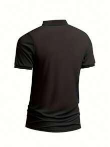 Men's Casual Solid Color Polo Shirt, Minimalist Fashion For Everyday Wear