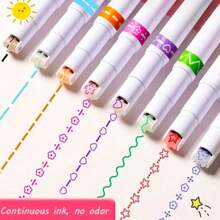 Flower Outline Brush, Curve Pen For Journal, Floral Pattern Rolling Pen For Scrapbooking,Back To School - Multicolor - View 4