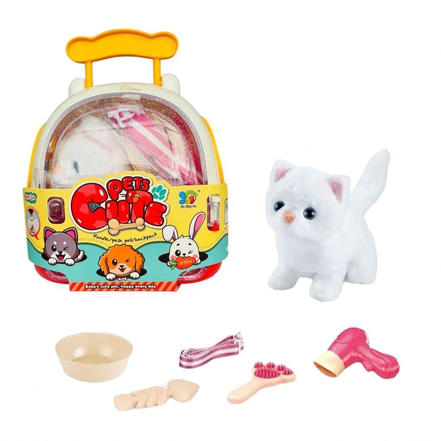 Electronic Plush Dog Interactive Toy With Backpack Carrier With Accessories - Red - View 1