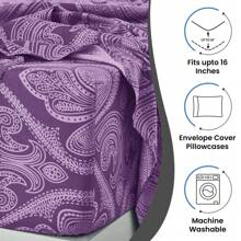 Lux Decor 6-Piece Paisley Bed Sheets High GSM Brushed Microfiber Sheets - Elevate Your Sleep Experience With 16-Inch-Deep Pocket Bedding Sheets & Pillowcases- Back To School- Graduation Gift- All Sizes Available-Summer Turn Up, Summer Pick, Halloween Home Decor