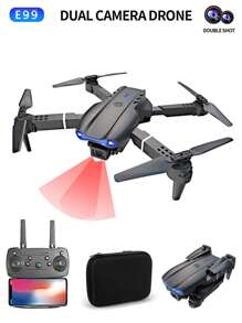 Black E99 High Definition Dual Camera Aerial Drone: The Ideal Outdoor Photography Companion To Capture The Good Life. It Folds Easily. (Includes A Storage Bag, Spare Blade, USB Cable And Screwdriver.) This Quadcopter Toy Is Suitable For Both Indoor And Outdoor Play, Making It An Excellent Choice For Birthday Gifts, As Well As Christmas Or Halloween Gifts.