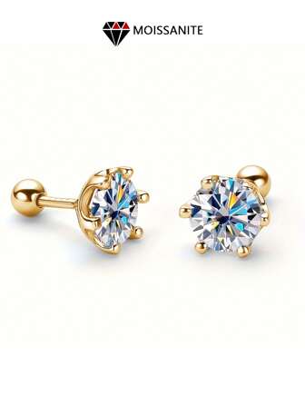 LOVESSOM 1 件时尚 925 纯银 0.5 克拉 - 1 克拉莫桑石钻石，睡觉时无需取下，可用作眉钉、肚脐钉、唇钉和舌钉，适合女性日常佩戴，适合日常通勤、约会、度假、闺蜜、女朋友、妻子生日礼物