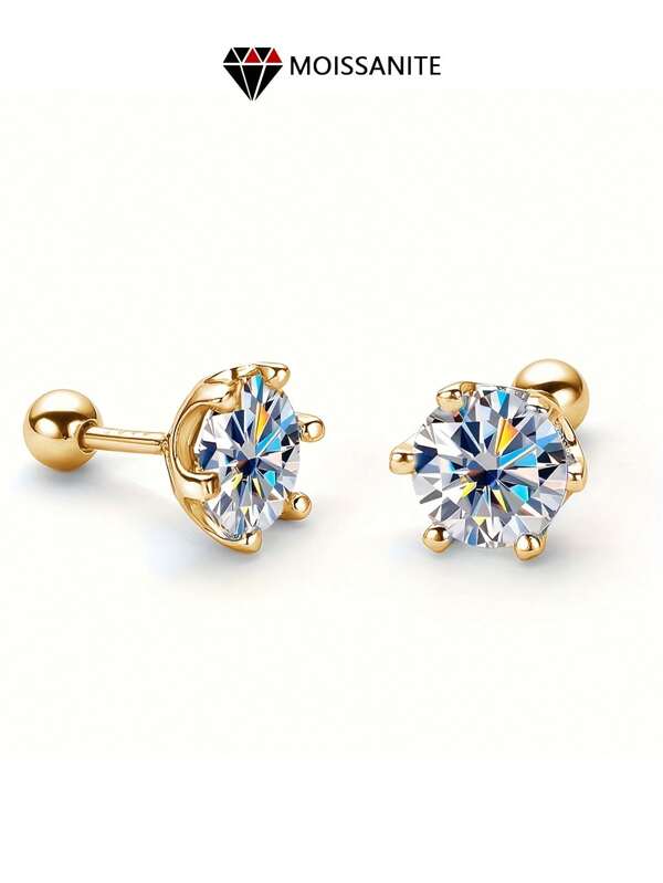 LOVESSOM 1 Piece Of Fashionable 925 Sterling Silver 0.5 Carat - 1 Carat Moissanite Diamond, No Need To Remove When Sleeping, Can Be Used As Eyebrow Nail, Navel Nail, Lip Nail And Tongue Nail, Suitable For Women To Wear Daily, Suitable For Daily Commuting, Dating, Vacation, Best Friend, Girlfriend, Wife Birthday Gift