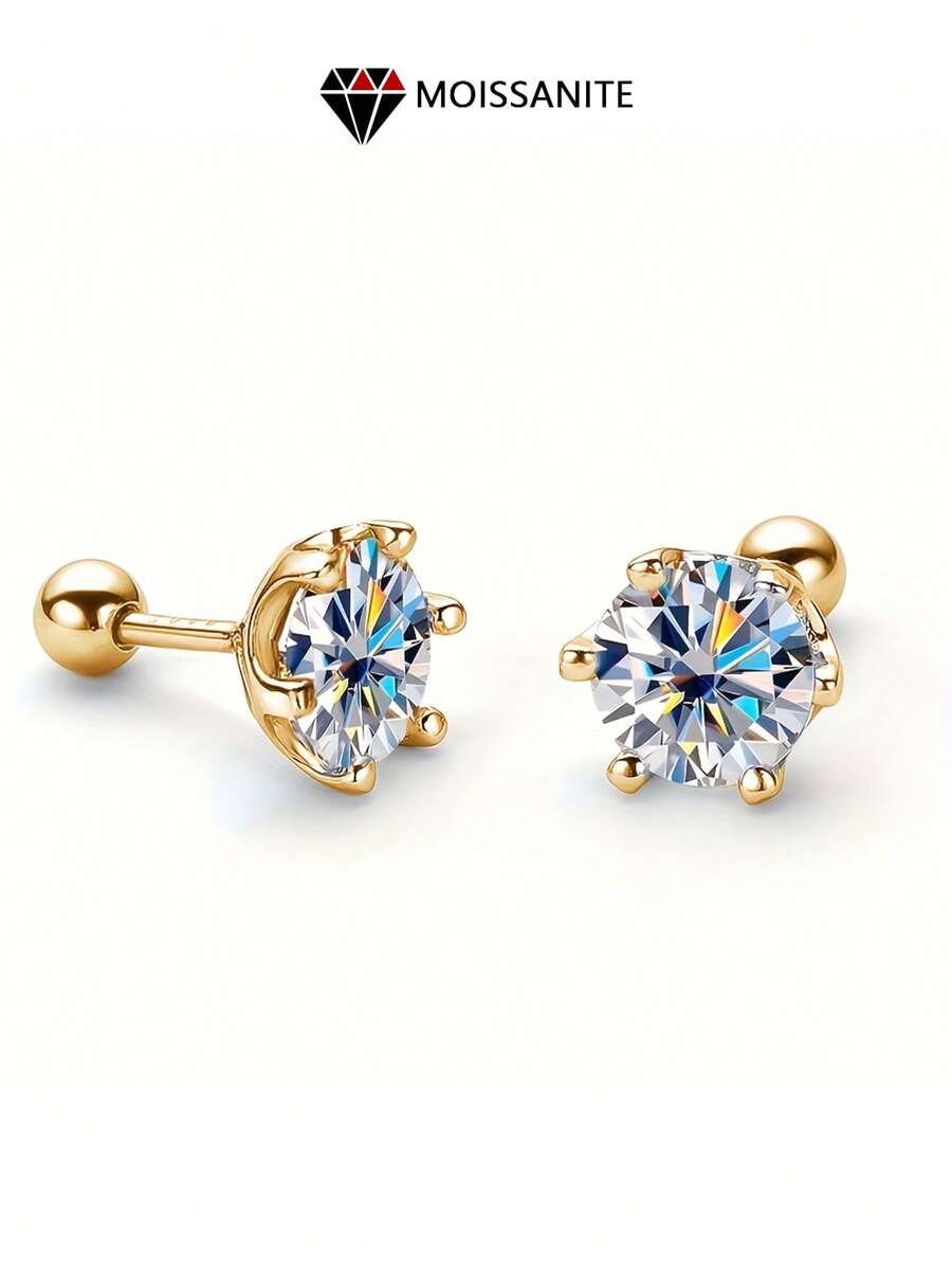 LOVESSOM Esta joyería de plata de ley 925 está incrustada con diamantes de moissanita de 0,5 a 1 quilate. Se puede usar sin quitarlo, adecuado para perforaciones de cejas, ombligo, labios y lengua. Ideal para el uso diario de las mujeres, ir al trabajo, citas, vacaciones y como regalo de cumpleaños para novias, esposas o mejores amigas. - Dorado - Ver 1