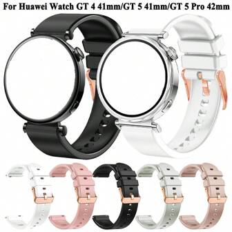 18mm Silicone Strap With Rose Gold Clasp, Suitable For Garmin Vivoactive 3S 4S/Vivomove 3S Active S/Rey/Move 3S Forerunner 255S 265S Venu 3S 2S,And For Watch GT 4/5 41mm GT 5 Pro 42mm -Watchband For Women And Girls Smart Watch Accessories.