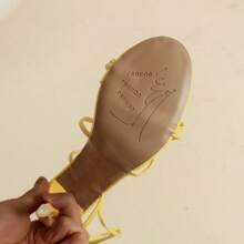 2025 New Stylish Sexy Casual Pointed Toe Criss-Cross Straps Slim High Heel Sandals For Women - Yellow - View 2