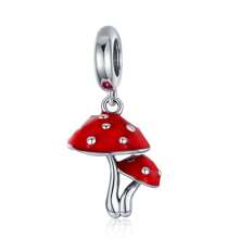 WOSTU 1 pièce Pendentif en argent sterling 925 avec cerise rouge émaillée et forme de cœur, accessoire pour bracelet et collier de femme