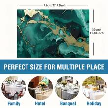 1/4/6 Pcs Abstract Green Wavy Faux Marble Pattern Printed Polyester Linen Placemats, Placemat, Tableware Mat, Kitchen Decor Dining Table Mat, Western-Style Placemats, Dining Table Decoration - LJQYMCD-1085 - View 11