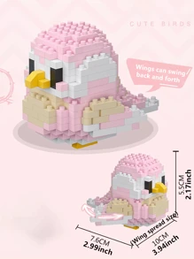1 pieza Conjunto de bloques de construcción 3D con diseño creativo y DIY de pájaro, loro, gorrión, animal en estilo de dibujos animados, juguete educativo de ensamblaje, mejor regalo para amigos y familia, regalo de cumpleaños