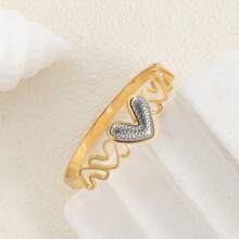 1 件女士简约金色不锈钢手镯，镶有方晶锆石，钛钢生命树设计，百搭优雅，是绝佳的礼物选择