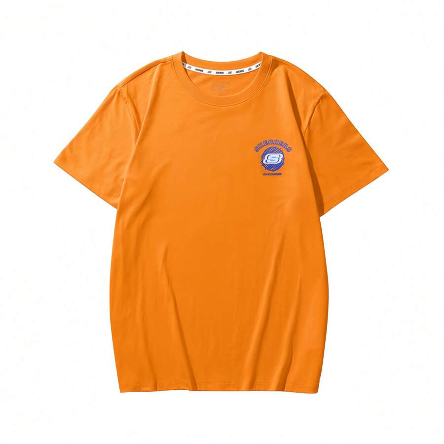 Skechers Camiseta de manga corta de cuello redondo minimalista y casual 100% algodón