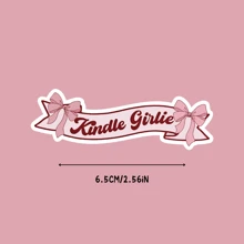 Kindle Girlie 防水乙烯基贴纸 - 粉色蝴蝶结书法设计，适用于笔记本电脑、水瓶等，贴纸 | 书法字体贴纸 | 背胶，防水贴纸，学习用品，返校季