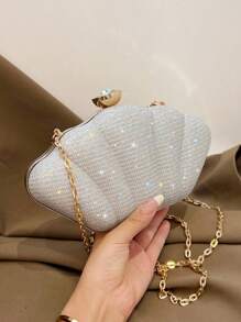 Bolso de mano de fiesta decorado con rhinestones de lujo, bolso de hombro cruzado brillante, diseño único de bolso de noche con clip, adecuado para fiestas, bodas, bailes