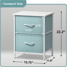 Nightstand With 2 Drawers - Kids Bedside Furniture End Table Night Stand - Steel Frame, Wood Top & Easy Pull Fabric Bins - Dresser & Chest For Home, Bedroom Accessories, Office & College Dorm