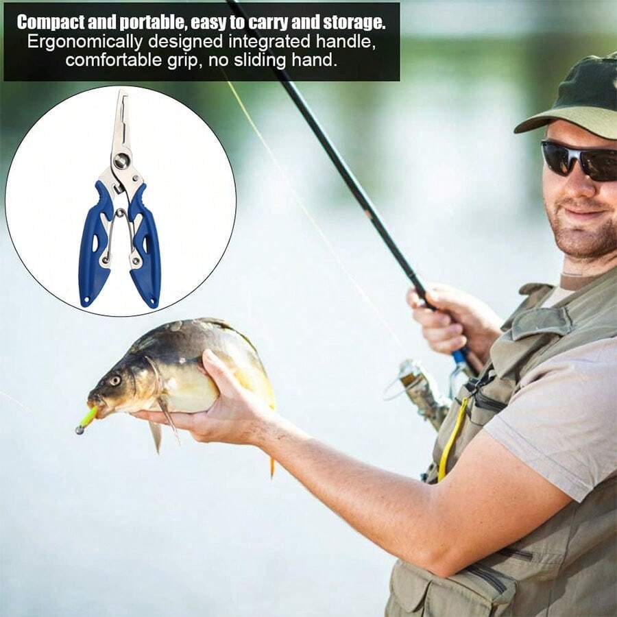1pc Multi-Function Fishing Plier, Carbon Steel Fishing Line Cutter Fishing Hook Remover Freshwater Saltwater Fishing Split Ring Braid Tool ﻿