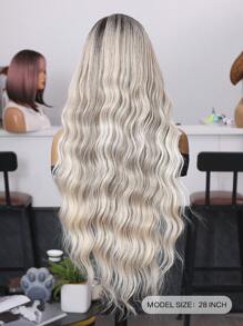 (Multi-Color) U-Part Lace Wigs 4*2 28Inch Body Wave Long Wigs Synthetic Fiber Heat-Resistant Wig Elastic Mesh Cap Suitable For All People Fully Machine Manufactured For Daily Gatherings, High-Quality Women's Natural And Beautiful Synthetic Soft Fake Fiber Hair
