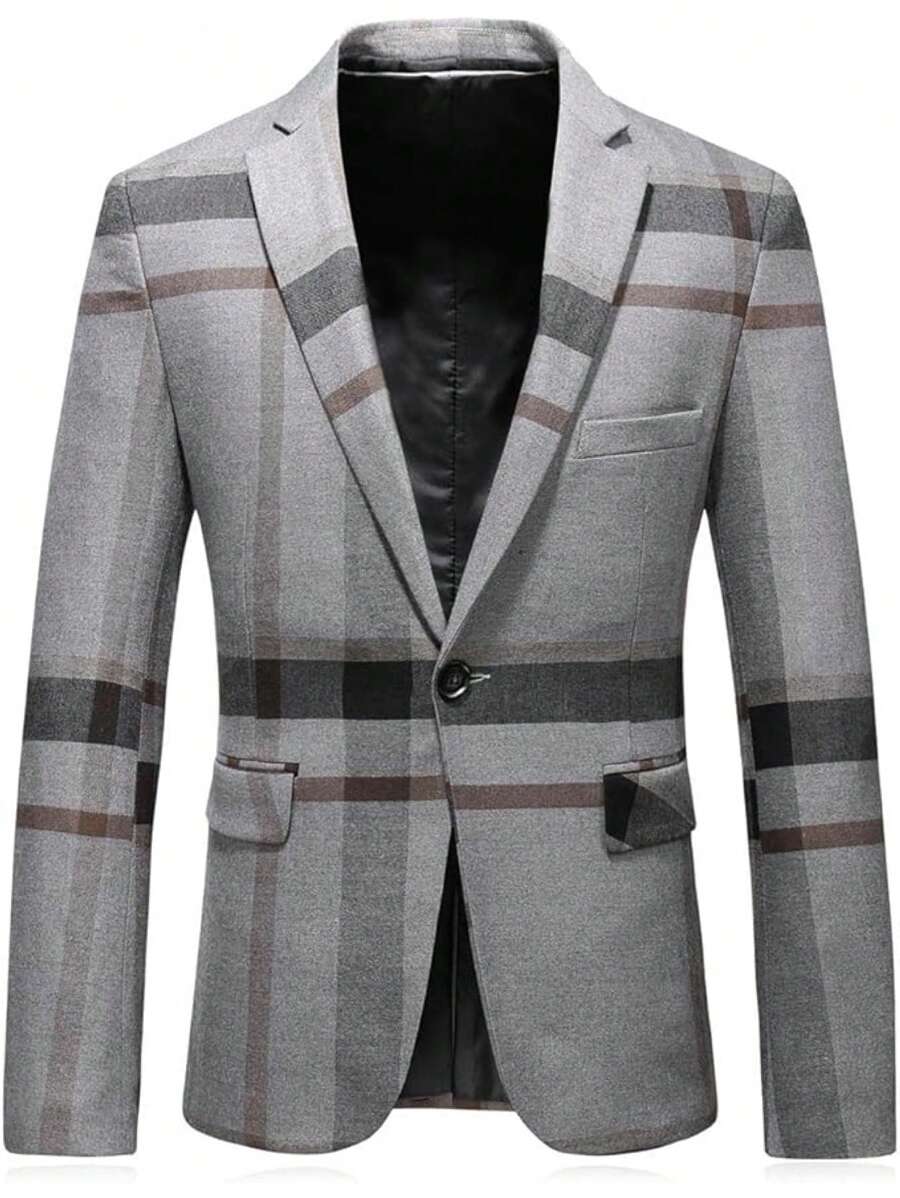 适合婚礼、商务聚会和正式场合的男士正装西装 - 灰色 - 查看 1