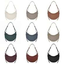 Niche Design Poleno Crescent Bag New Genuine Leather High-End Underarm Bag Single Shoulder Crossbody Saddle Bag Ladies Crescent Bag, PU Leather Crescent Bag, Single Shoulder Crossbody Bag Wallet Handbag Casual Dumpling Bag - Xám - Xem 8