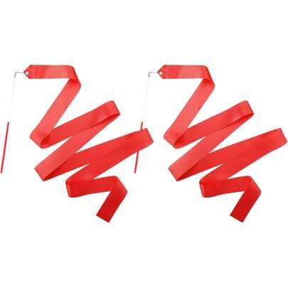 2pcs/Set 2m Solid Color (Purple+Pink+Navy+Sky Blue+Light Yellow+Golden Yellow+Silver+Crimson+Gradient+Glitter) Gymnastics Ribbon, 30cm Rod Suitable For Rhythmic Dance, Artistic Gymnastics, Dancing, Talent Show