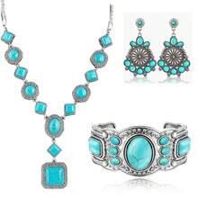 3 件波西米亚风格珠宝套装，含手链、项链和耳环，适合女性日常、派对、生日、周年纪念佩戴 - 水滴開口手鐲套裝 - 查看 11