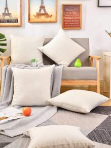 2 pièces/4 pièces/6 pièces Housses de coussin carrées vierges de type lin sans rembourrage, fermeture éclair cachée, housses de coussin décoratives DIY pour la chambre à coucher et le salon