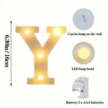 1 个白色小字母 26 字母电池供电 LED 灯，装饰性发光字母，电池供电 LED 标志灯适用于派对、酒吧、夜灯、家居装饰、情人节、圣诞节、婚礼、生日、房间、厨房、家居装饰（不含电池） - 暖光 - 查看 7