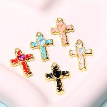 10pcs Heart Cross Stud Earrings, Fashion Versatile Charming Elegant Niche Earrings - 10pcs - View 10