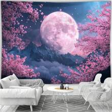 1 件月亮图案装饰印花挂毯，用于房间装饰、家居装饰、秋季装饰、房间装饰的壁挂挂毯