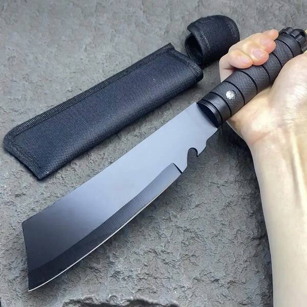 Black Outdoor Straight Knife With Nylon Sheath MenS Knife Utility Knives, Multifunctional Outdoor Knife, Essential For Outdoor Survival And Hiking, Christmas Gift