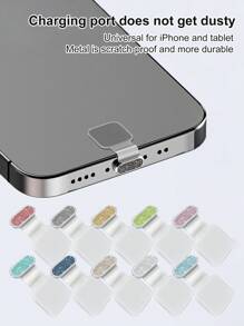 Flash Diamond Type C Anti-Lost Dust Plug, Dust Cover Port Plug Protection Compatible With IPhone 15 16 Suitable For All Type-C Smartphones And Tablets - Multicolor - View 1