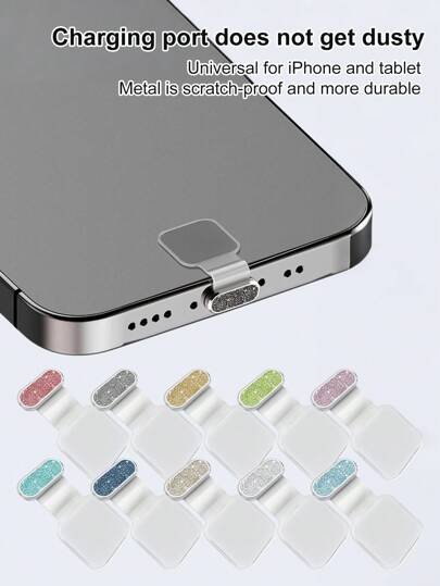 Flash Diamond Type C Anti-Lost Dust Plug, Dust Cover Port Plug Protection Compatible With IPhone 15 16 Suitable For All Type-C Smartphones And Tablets