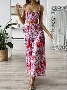 Vestido camisero con estampado de paisley - rojo intenso - Ver 1