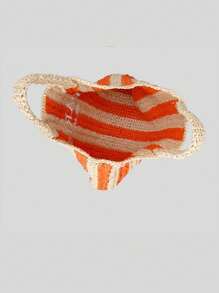 حقيبة قش مصنوعة يدويًا مزخرفة بخطوط للربيع والصيف، حقيبة كتف للشاطئ والعطلات مطرزة بالحروف، حقيبة منسوجة من الورق متعددة الألوان