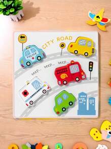 1 件儿童木制拼图，颜色鲜艳，多个主题 - 复活节彩蛋、面部表情匹配、动物、交通工具等，幼儿益智玩具，培养精细运动技能和解决问题的能力，男孩和女孩的生日礼物，复活节礼物