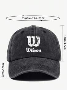 1pc Wilson Stylish Printed Baseball Cap, Vintage Dad Hat, Outdoor Casual Sun Protection, Breathable, Adjustable Size, Multi-Color Option, Tennis Sport Graphic, City Casual Sunhat