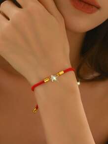 1 pieza Pulsera ajustable con letra A de strass minimalista y de moda para mujeres
