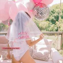 个性化定制新娘未来夫人怀特短头纱配梳子发饰西部牛仔女郎最后迪斯科主题单身派对新娘送礼会婚礼订婚单身汉周末旅行装饰礼物照片道具