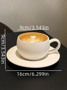 1 Bộ Mờ Gốm sứ Hình quả trứng Cúp Và Đĩa , Pháp Vintage Đá dung nham Mẫu Tách cà phê Đĩa , Tinh tế Tách trà Đĩa Bộ , Thích hợp Đối với Phòng khách , Nhà hàng , Cà phê - trắng - Xem 2