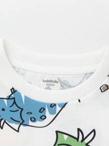 Balabala Young Boys Summer T-Shirts, Cute Cartoon Cotton Boys Short Sleeve T-Shirts - Flower Gray Tone - View 7