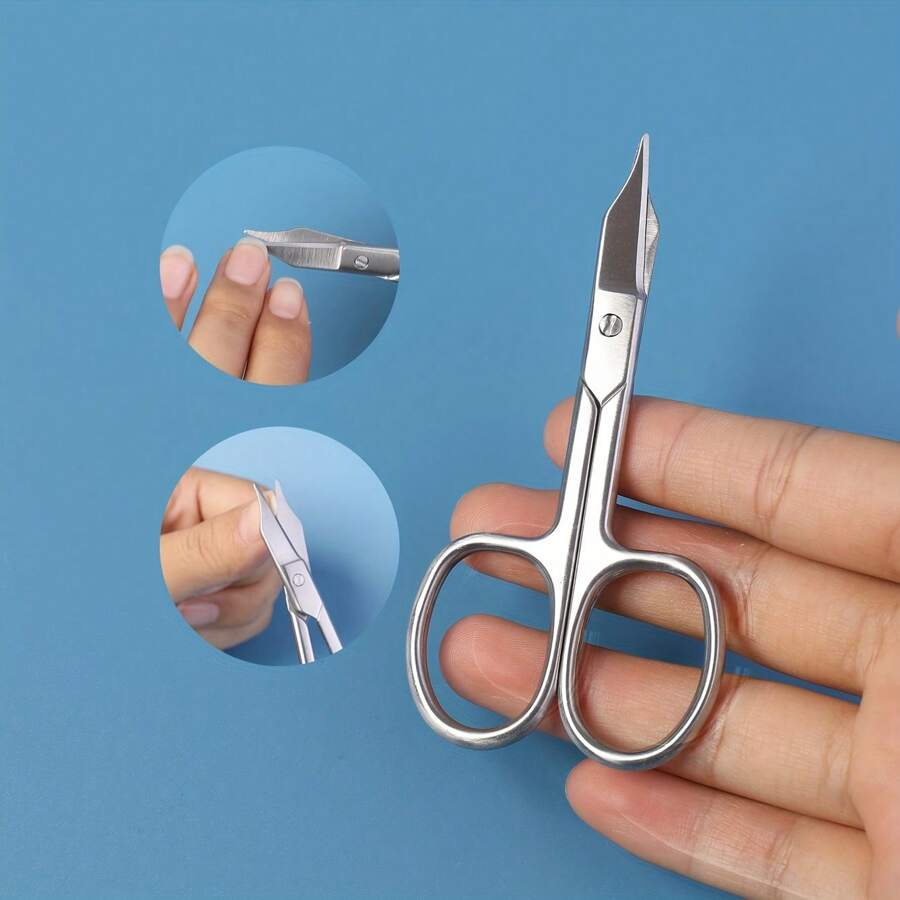 美容剪刀修剪器适用于面部毛发、修指甲、指甲、胡须、眉毛、睫毛、鼻子、耳朵、角质层，男女皆宜（1 件装） - 銀色 - 查看 1