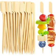 200/100/50/20Pcs Appetizer Bamboo Picks, Cocktail Sticks, Fancy Toothpicks, Wooden Paddle Skewers - Food Picks For Parties, Beverages, Fruits, Grill, Charcuterie Boards,School Supplies