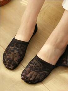 6 pares de calcetines tipo barco, ligeros y transpirables, con estampado floral de encaje, para mujer, calcetines invisibles para primavera/verano