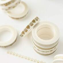 6pcs Style Random DIY Album Tape Subdivided Line And Paper Tape Hand Ledger Border Decorative Gold Tape Narrow, Suitable For DIY Albums, Notebooks, Collage Paintings-White. Suitable For Plastic Surfaces School Supplies, Back To School