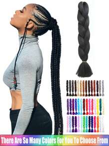 1 Piece Jumbo Braid Synthetic Hair 24 Inch Hair Braiding Extensions Braids Box Braid Hair Synthetic Hair To Braid(Over Forty Colors), Ombre Long Synthetic Hair Braid, African Braided Natural Hair Extension, Women's High-Temperature Synthetic Fiber Twisted Crochet Braid, Synthetic Hair Extension 100g - Multicolor - View 3